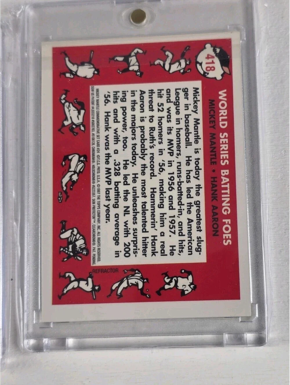 1996 Topps Redemption Sweepstakes #1967 Mickey Mantle /2500 And Chrome Refractor